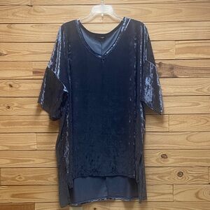 Rae Mode Elegant Velvet V-Neck Tunic - midnight blue